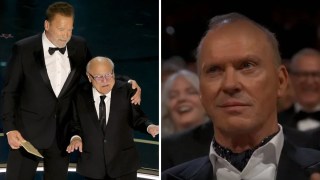 Arnold Schwarzenegger and Danny DeVito Stare Down ‘Batman’ Nemesis Michael Keaton at the Oscars: ‘We’ll See You at the Governors Ball!’