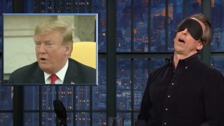 Seth Meyers Takes a Short Nap During Mega-Montage of Trump Gaffes | Video