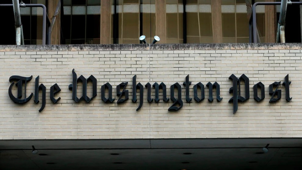 Washington Post sign outside its headquarters.